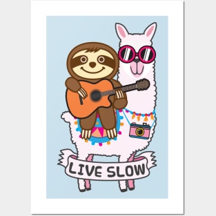 Sloth Llama Guitar Posters and Art